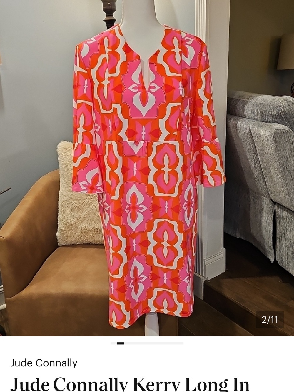 Jude Connally Kerry Long In Butterfly Tile Sorbet Sz S  NWT MSRP $218